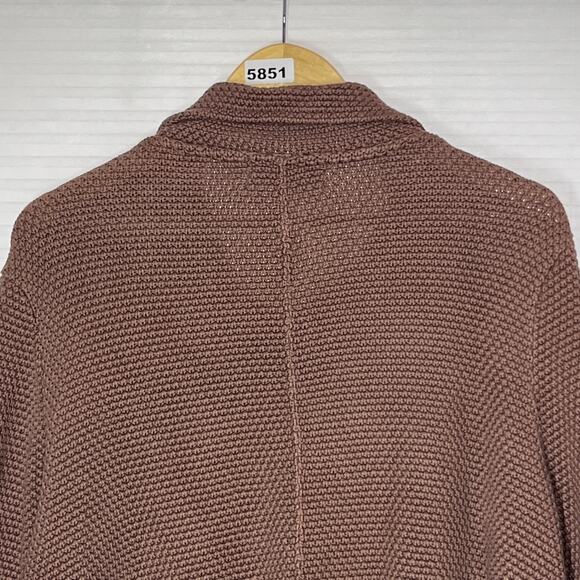 Willow Cardigan Sweater M Brown Heavy Knit Cotton Boho Lagenlook Wooden Buttons - Picture 6 of 14